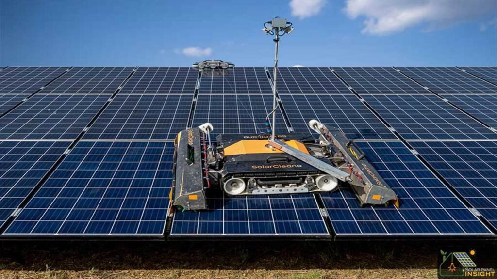 robot is being used to clean and maintain solar panel